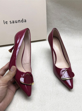 le saunda/莱尔斯丹撤柜正品时尚尖头高跟时装鞋女一脚蹬真皮单鞋
