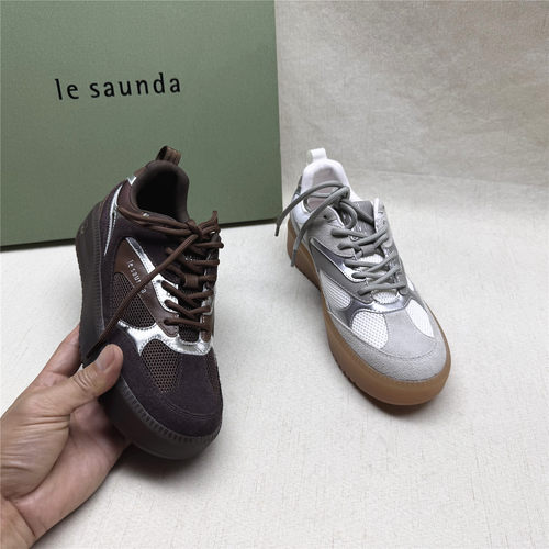le saunda/莱尔斯丹5M撤柜厚底圆头舒适德训鞋女新款牛皮通勤单鞋