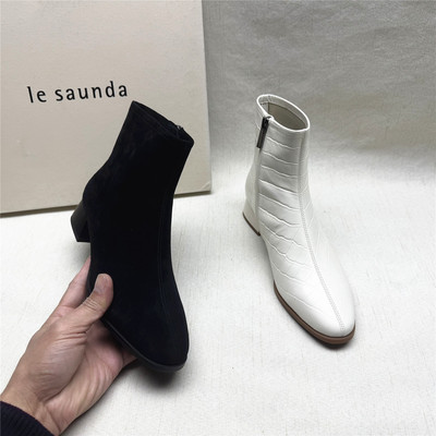莱尔斯丹商场同款真皮拉链时装靴