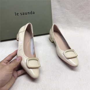 le saunda/莱尔斯丹撤柜粗跟圆头舒适时装女鞋秋新款羊皮单鞋
