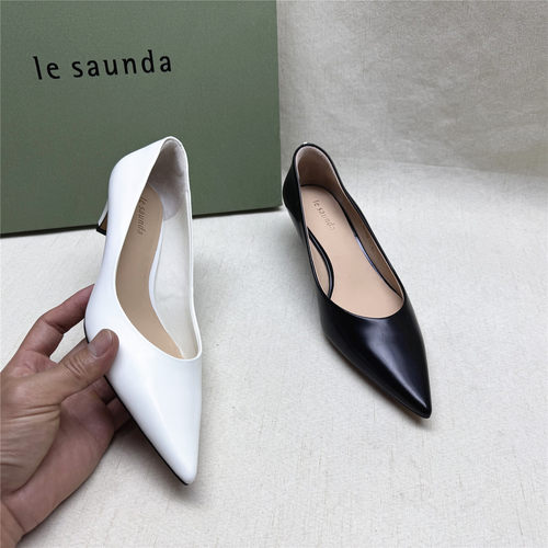 le saunda/莱尔斯丹正品撤柜尖头小跟不累脚时装女鞋新款牛皮单鞋