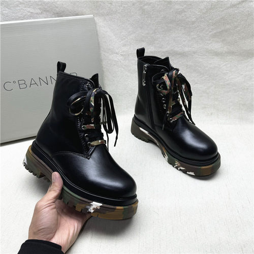 C.BANNER/千百度马丁靴羊毛橡胶