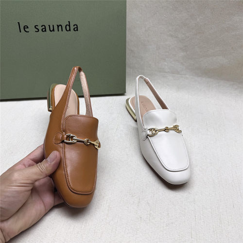 le saunda/莱尔斯丹5M撤柜优雅方头饰扣时装女鞋新款羊皮后空凉鞋
