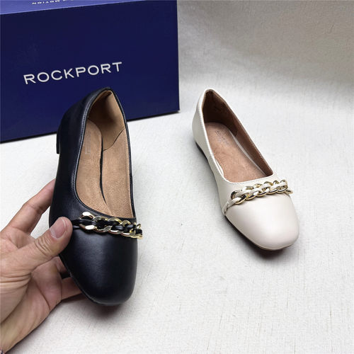 Rockport/乐步正品撤柜金属饰圆头低跟时装鞋女新款牛皮单鞋清仓M