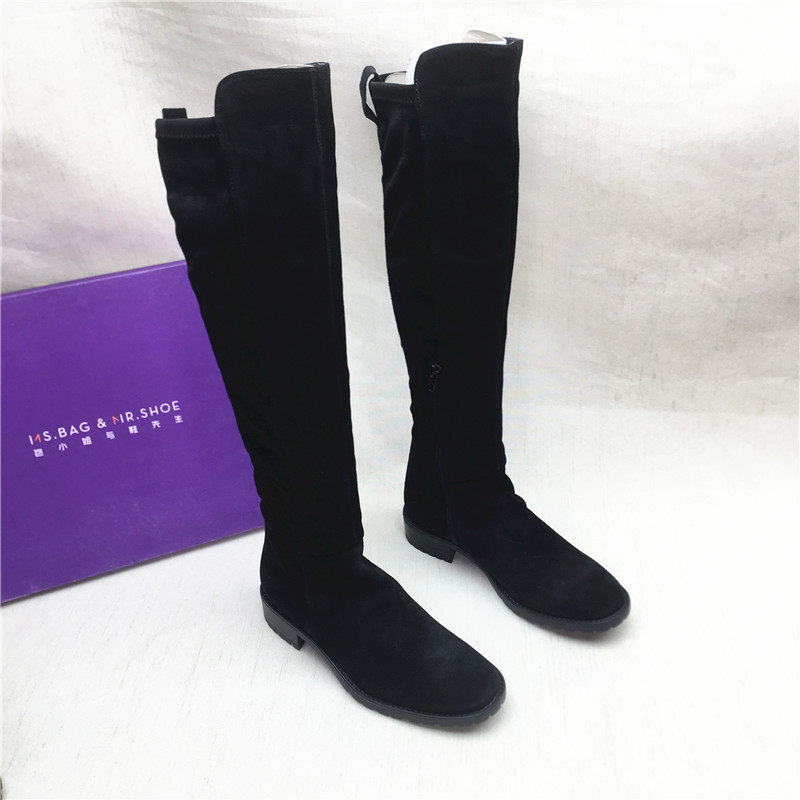 商场正品撤柜百搭圆头低跟骑士靴女春秋新款真皮侧拉链弹力长靴子,女鞋,骑士靴,淘宝优惠券,粉丝福利购,淘宝优惠卷