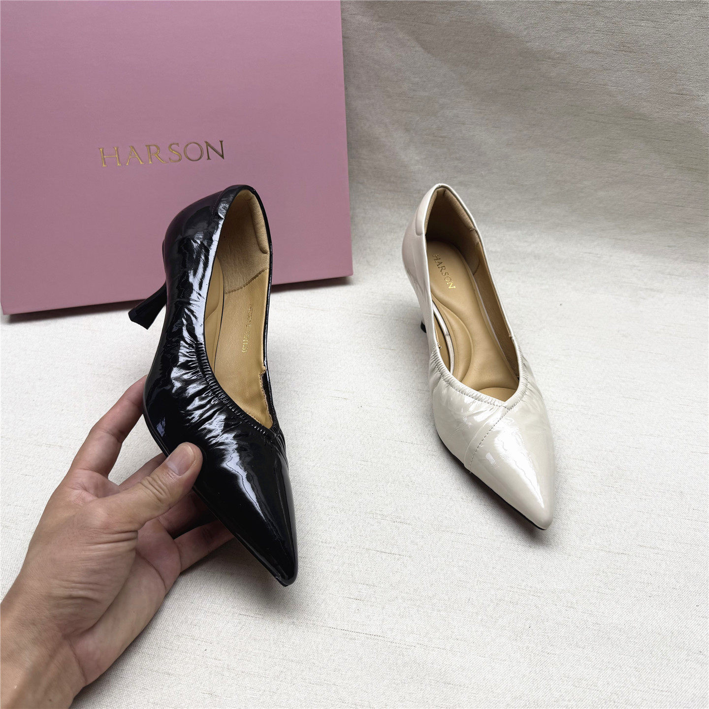 哈森品牌正品撤柜尖头细高跟时装鞋女春秋新款真皮浅口一脚蹬单鞋,女鞋,浅口单鞋,淘宝优惠券,粉丝福利购,淘宝优惠卷