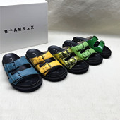 便鞋 新款 式 时尚 Biansix 女夏季 撤柜正品 厚底露趾凉拖鞋 真皮一字拖