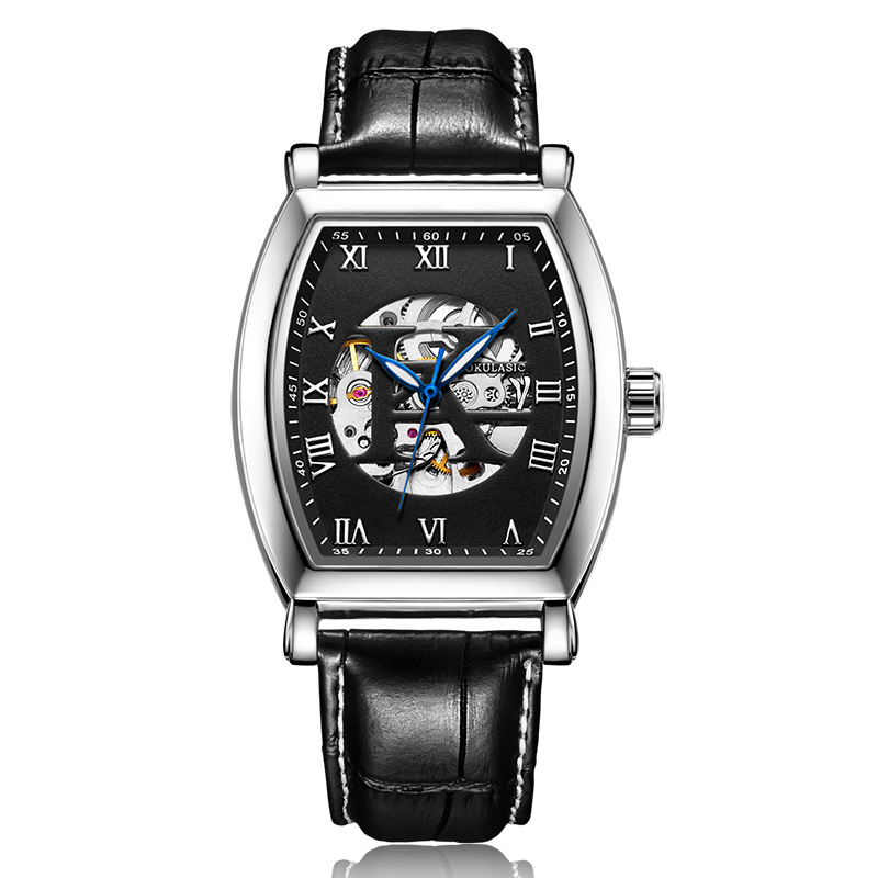 5002B皮带手表自动款腕表男士全自动机械手表镂空奥古拉斯K透底