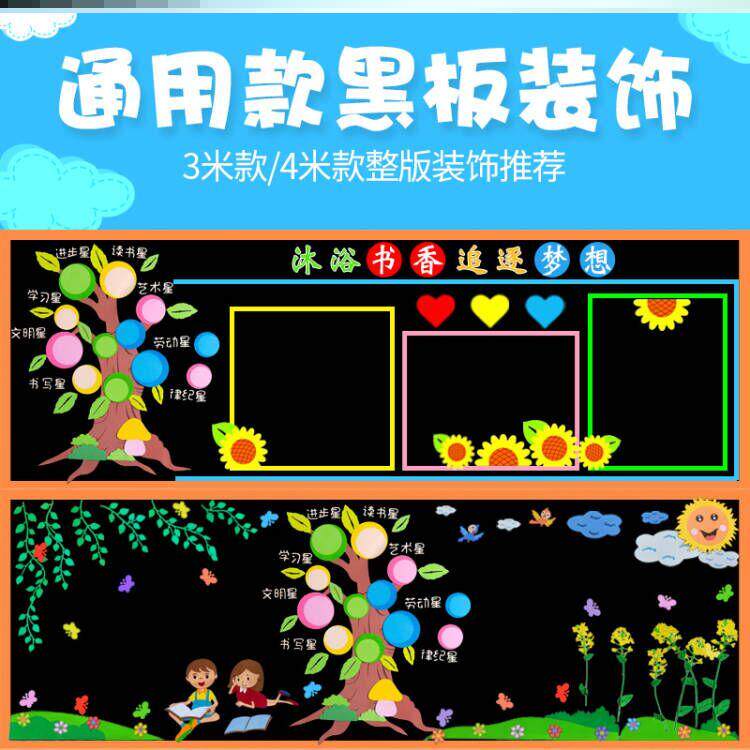 墙贴文化环创环创墙贴边框毛毡材料黑板报通用模板布置墙中小学