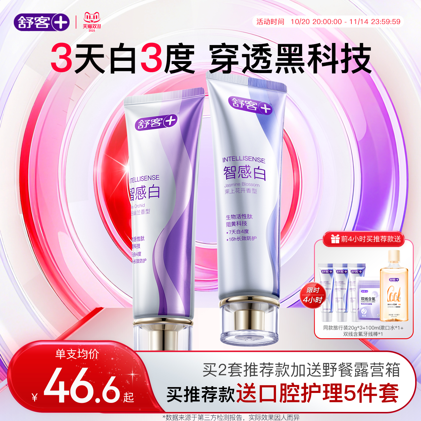 舒客智感白美白香氛牙膏速效去黄去牙渍口臭防渍长效阻黄清新口气
