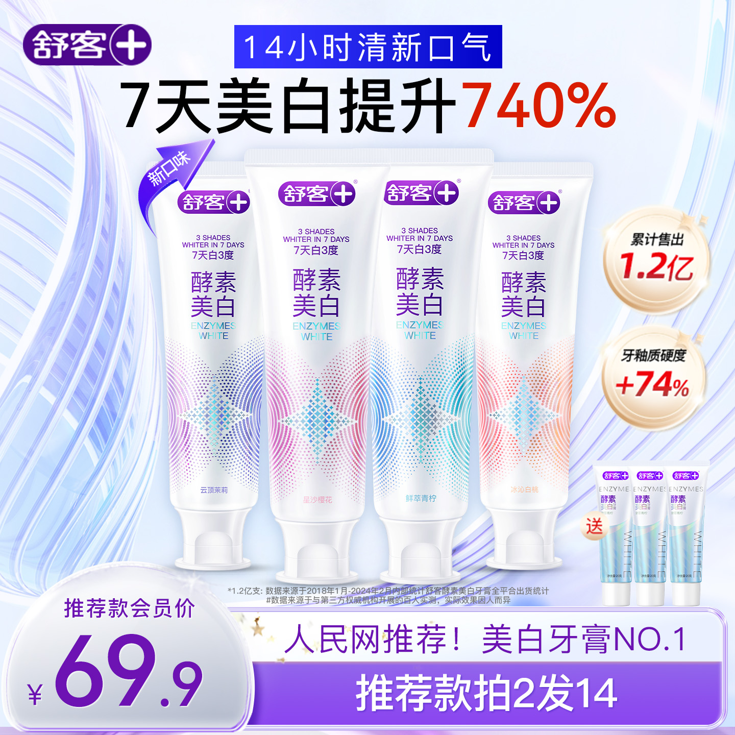 新升级|舒客酵素美白清新牙膏