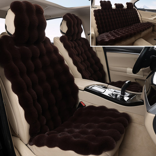 新款汽车坐垫冬季兔羊毛绒保暖加厚云朵毛绒车载座垫泡泡绒大连体