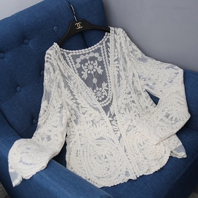 空调衫外套春夏装新款女装宽松百搭披肩长袖开衫蕾丝绣花防晒上衣|ruв категории Женская одежда, кружева свитер/шифон рубашка - от Buy2taobao.com для оказания профессиональной услуги покупки агента Taobao