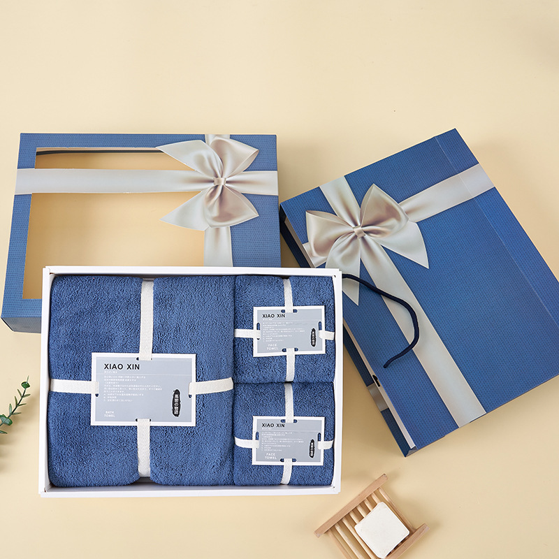 韩系毛巾浴巾礼盒套装浴巾三件套礼盒装生日婚庆寿宴公司礼品福利