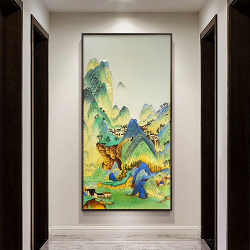 新中式走廊过道珐琅彩画只此青绿