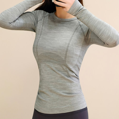 蓝小可修身显瘦瑜伽T恤健身上衣