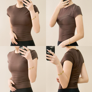 蓝小可Blue瑜伽服显瘦速干吸湿运动上衣收腰修身 T恤女 健身服短袖