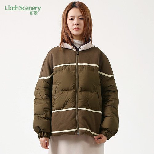 布景女秋季新品不规则拼接休闲羽绒服BW53RR2219