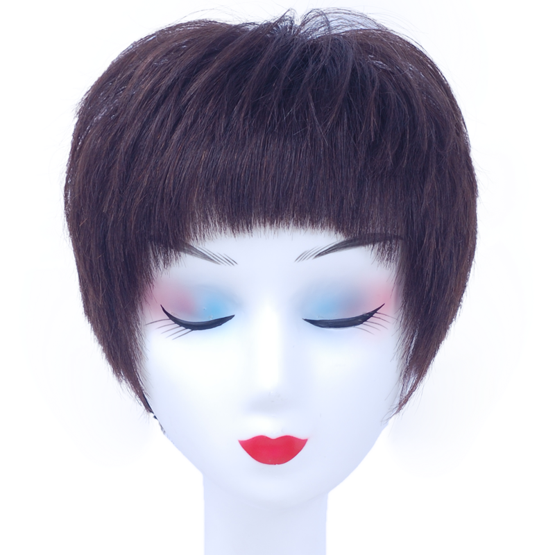 星夜美假發(fā)女短發(fā)真人發(fā)絲短直發(fā)全頭套媽媽女士時尚發(fā)套自然逼真