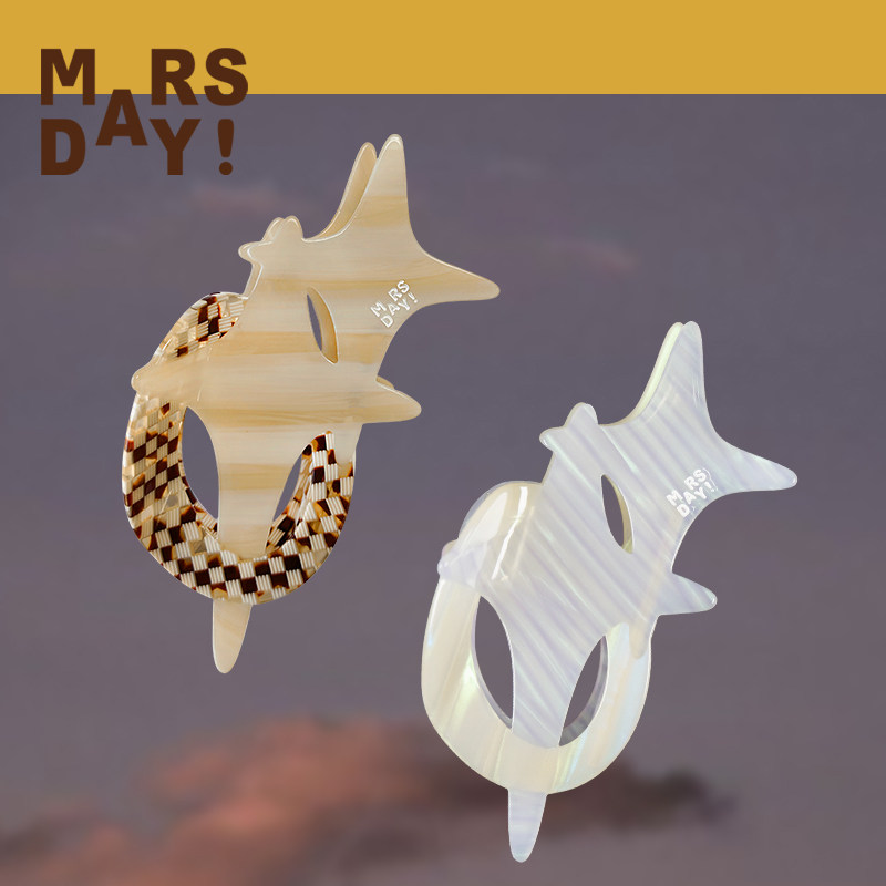 MARSDAY晚安系列格纹星星抓夹