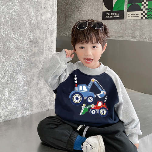 男童加绒卫衣儿童春秋冬装挖土机