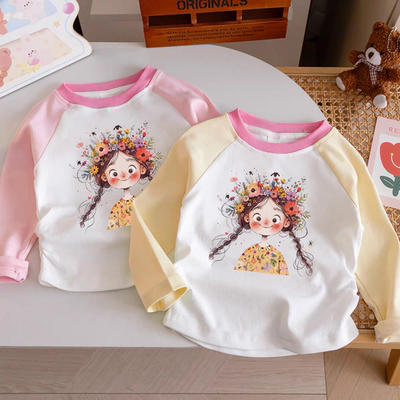 女童长袖t恤春秋款宝宝秋装卡通小女孩衣服洋气打底衫儿童上衣潮T