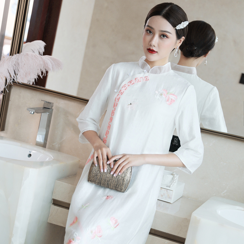 气质女神范改良版旗袍民族风刺绣汉元素文艺复古女装中国风连衣裙券后499.00元