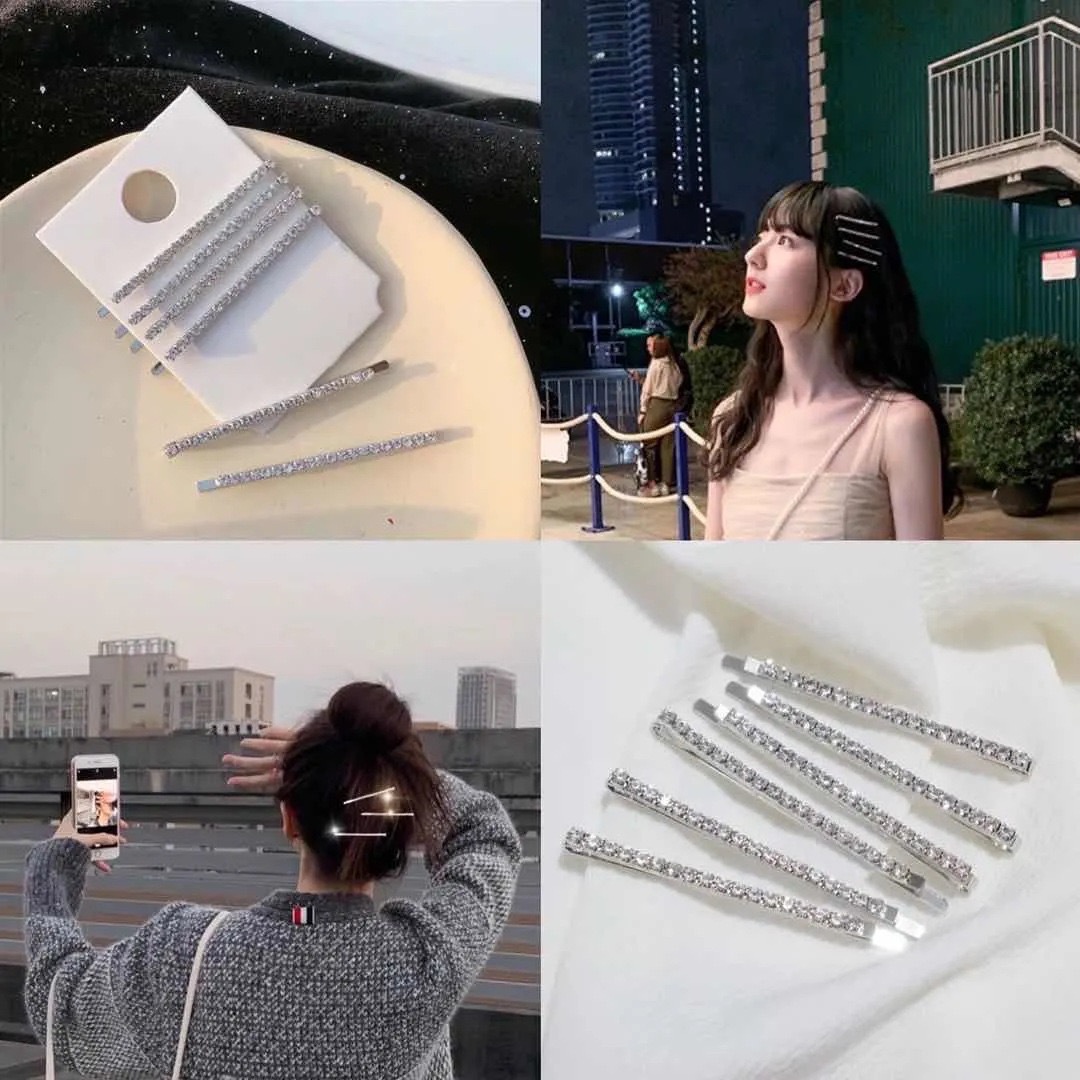 金智妮同款水钻发夹一字夹子闪钻边夹刘海少女发卡珍妮头饰仙女夹