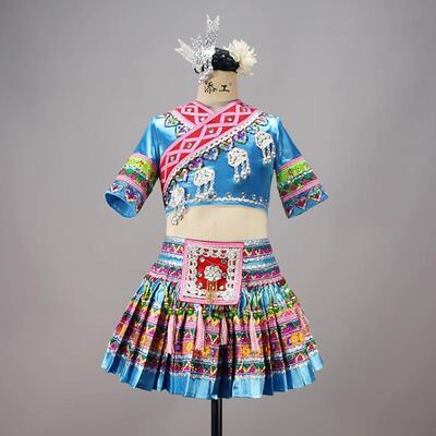 新款儿童少数民族黛帕舞蹈服装苗族土家族演出服艺考独舞表演服