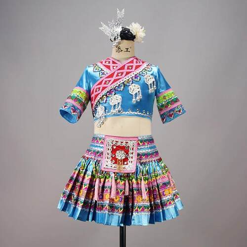 新款儿童少数民族黛帕舞蹈服装苗族土家族演出服艺考独舞表演服