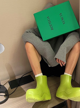 2025新款厚底增高雨靴网红短筒马丁切尔西靴女Mona阿希哥同款雨鞋