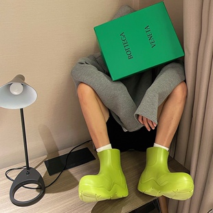 2025新款厚底增高雨靴网红短筒马丁切尔西靴女Mona阿希哥同款雨鞋
