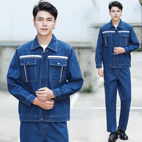 Хлопковые джинсы с начесом, износостойкий искусственный комбинезон, защита от ожогов