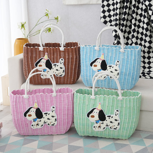 小狗手提篮子买菜篮大容量购物篮