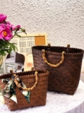 Соломенная ретро сумка, универсальная бамбуковая корзина