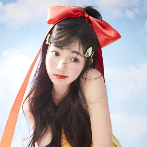 大红色蝴蝶结长飘带女生头饰
