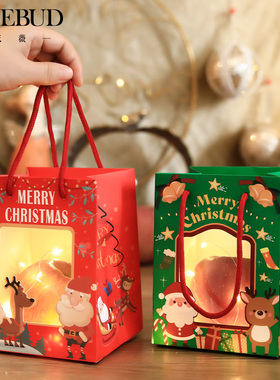 花薇 2025圣诞新款手提袋礼盒包装盒平安夜平安果盒手提袋礼品袋