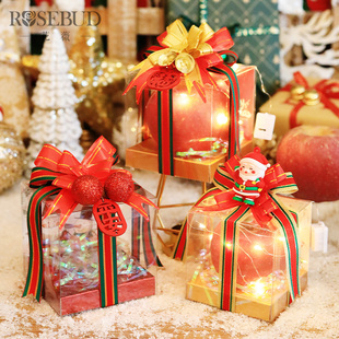 花薇  圣诞苹果盒透明平安果包装盒平安夜礼品包装盒正方形10个