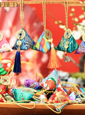 马年春节香袋三角粽子艾叶铜钱艾草香包香囊商场活动礼物香袋挂件