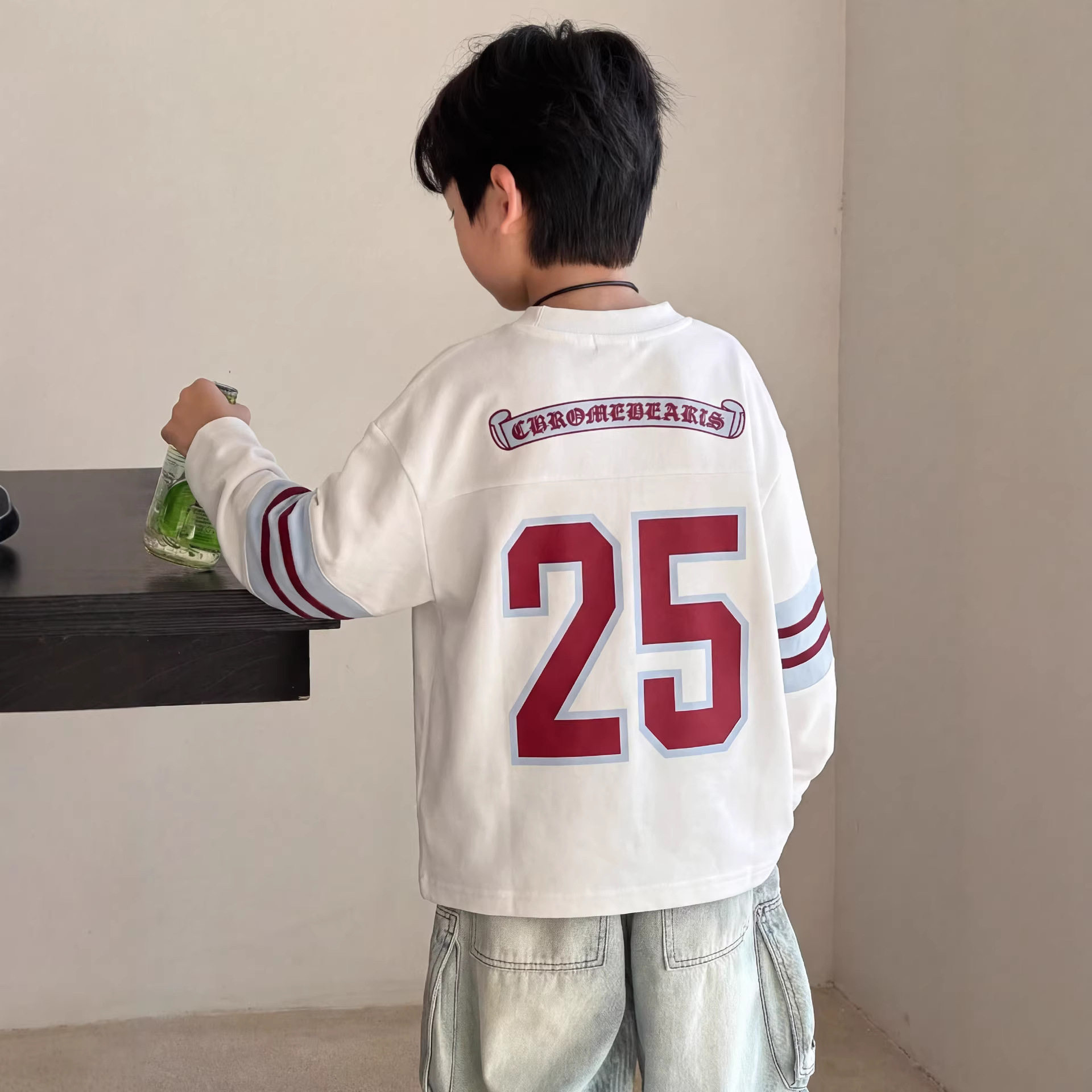 波拉童装男童卫衣春装2026春装儿童中大童春秋季洋气圆领拼接打底