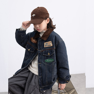 2025冬装波拉童装男女童牛仔衣外套儿童装夹棉棒球机车夹克牛仔衣