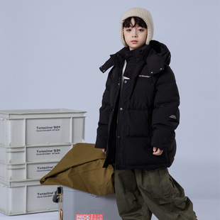 波拉童装儿童羽绒服新款2025韩版男童女童中大童加厚连帽短款白鸭