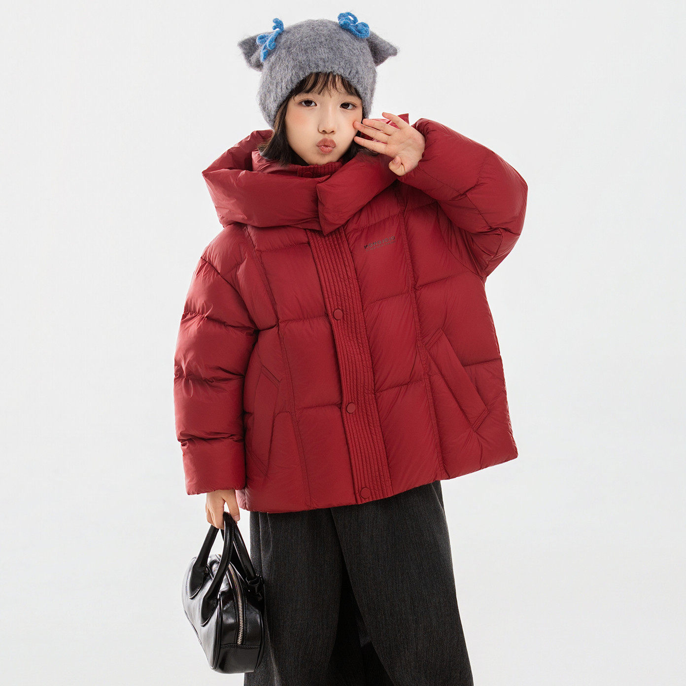 波拉童装2025冬季儿童短款羽绒服90白鸭绒男女中大童加厚保暖休闲