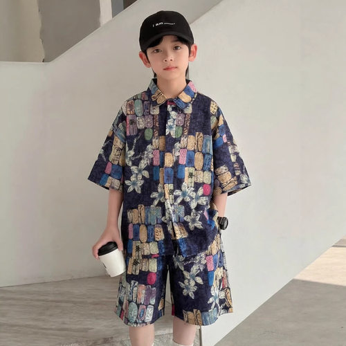 波拉童装儿童装男童夏装套装2026夏装男孩夏季夏款大童短袖薄款运