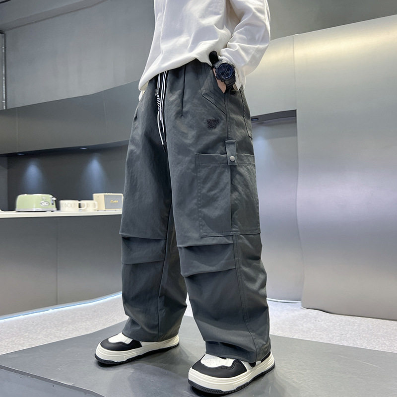 波拉童装男童裤子秋季2025儿童春秋款直筒裤中大童运动裤帅气工装