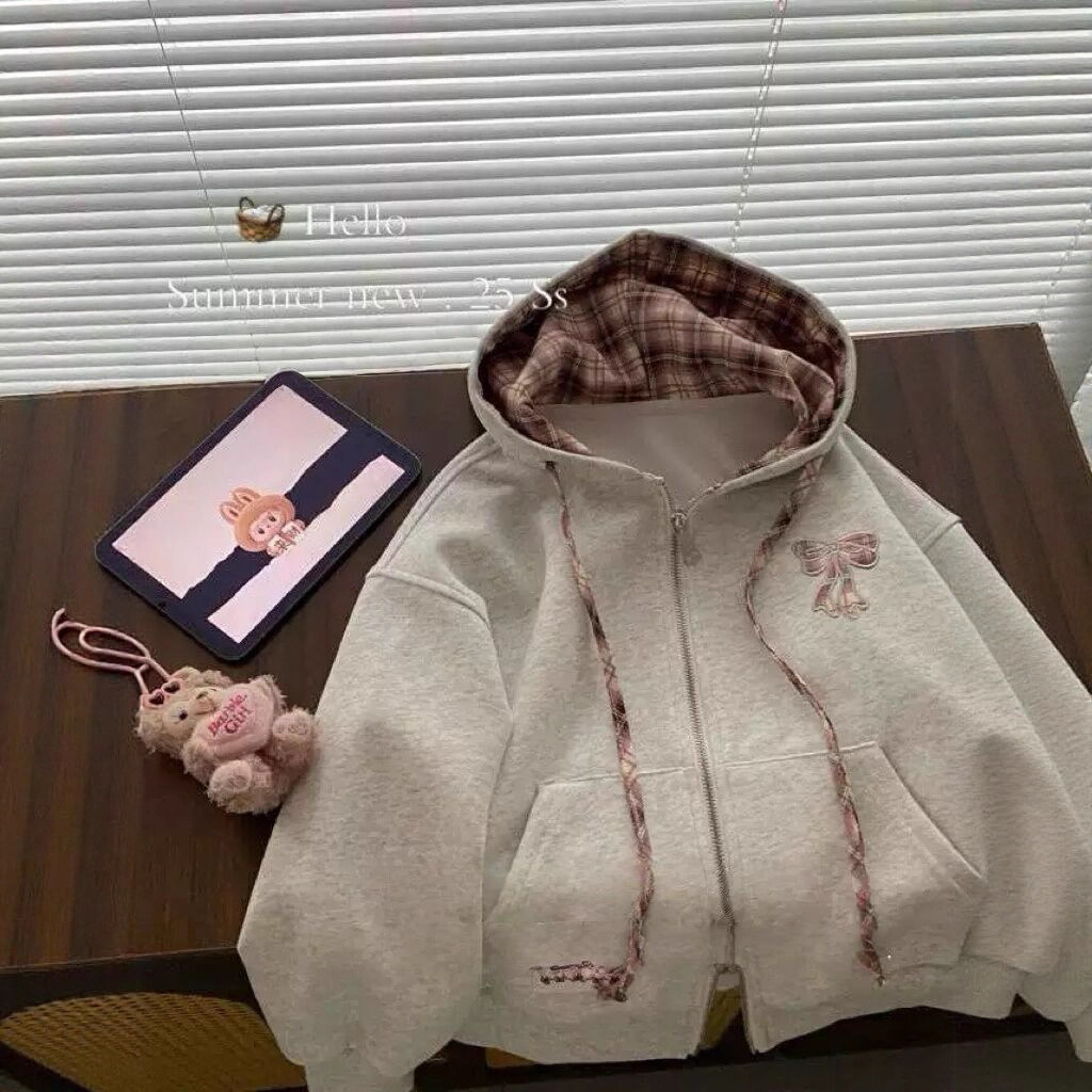 2025秋装波拉女童卫衣外套儿童中大童女孩蝴蝶结休闲夹克运动衫