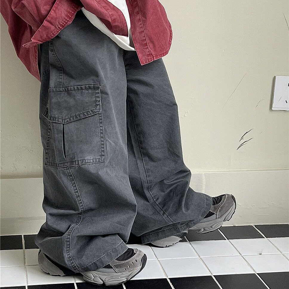 波拉童装2026春装春季儿童纯棉水洗工装裤韩版潮款童裤深灰男童中