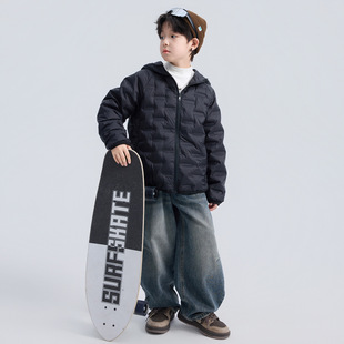 波拉童装2025秋冬季男童连帽羽绒服中大儿童男孩冬款保暖外套潮牌