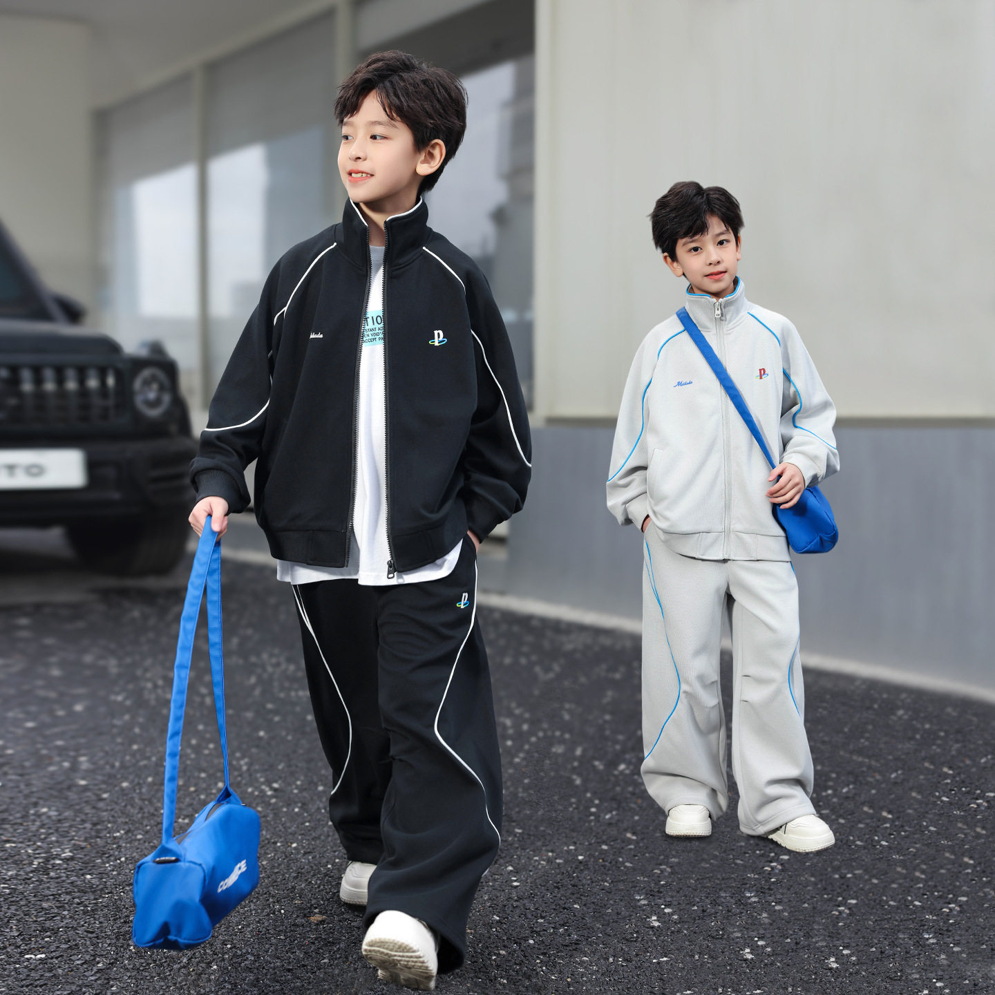 2026春装波拉童装男女童侧边条运动装学生套装拉链外套卫裤两件套