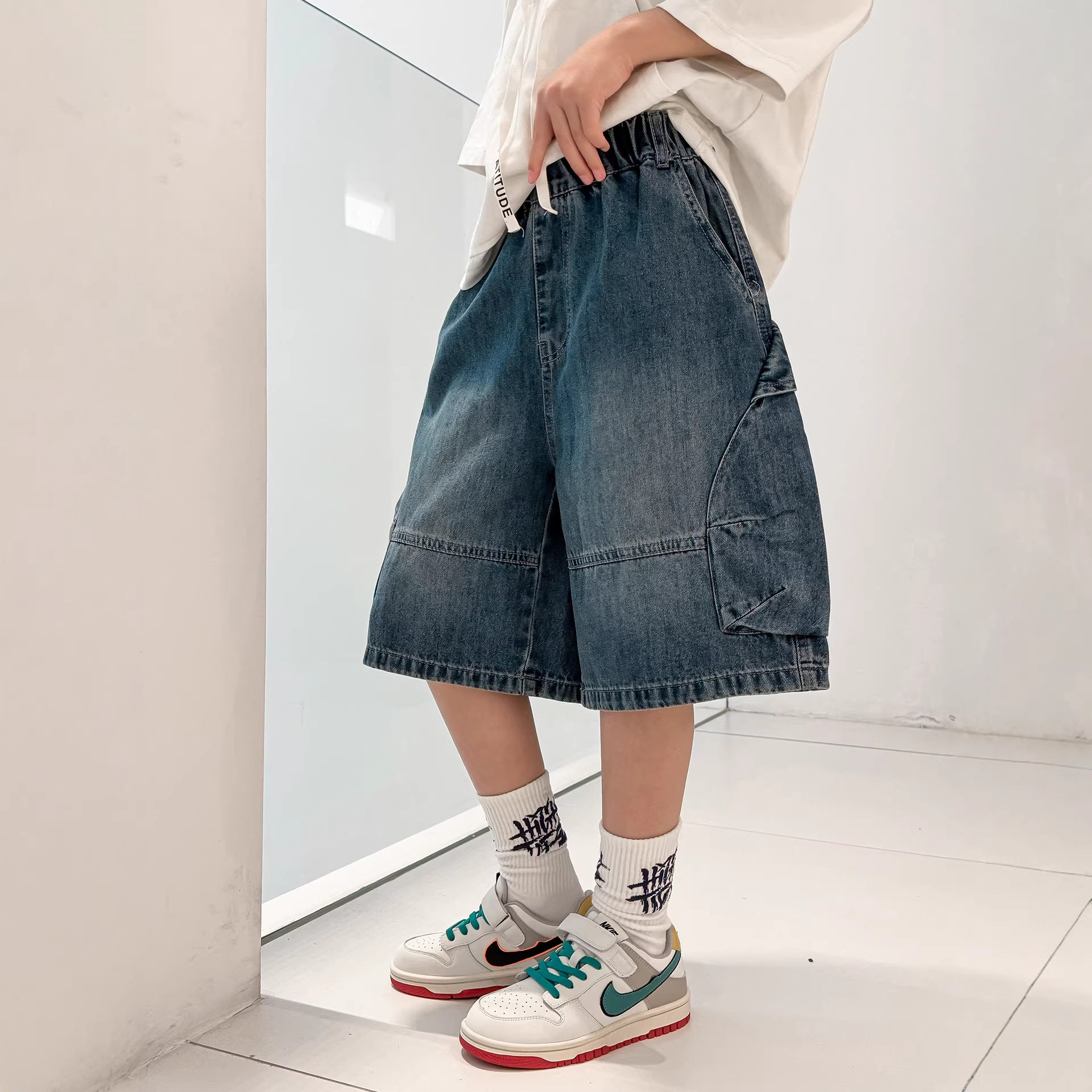 波拉童装男童牛仔裤短裤夏季2026夏装中大儿童夏装裤子男孩夏款五